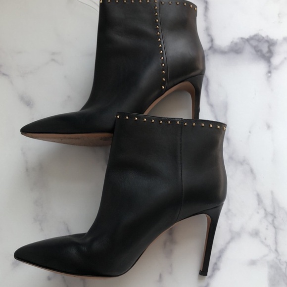 Valentino Garavani Rockstud Leather Heeled Ankle Booties Blk EU 39/ US Size 9 - Picture 6 of 16